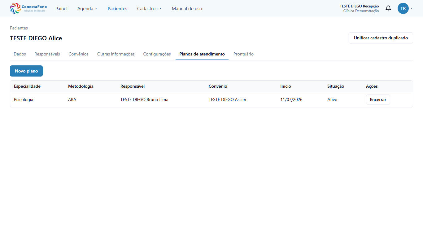 Planos de atendimento